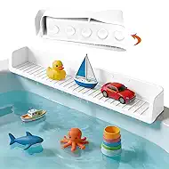 Bathtub Splash Guard for Tub Kids, Silicon Little Splashers Tub Guard with Suction Cups, Water Splash and Spill Prevention Tub Edge Guard for Bathtub (White)