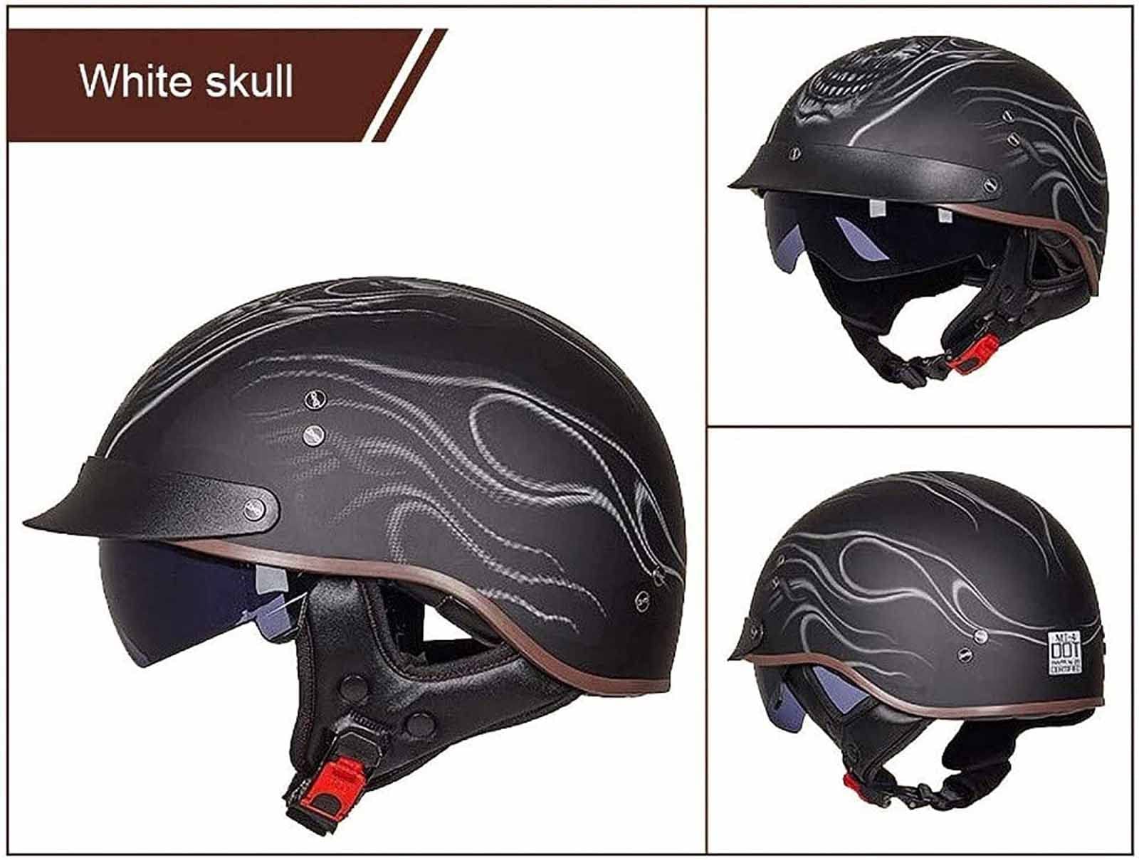 Caschi Cromwell Caschi Jet e Demi-Jet Casco Moto A Mezzo Casco Retrò Casco di Sicurezza per Scooter Chopper Cruiser Certificazione DOT/ECE con Visiera per Adulti