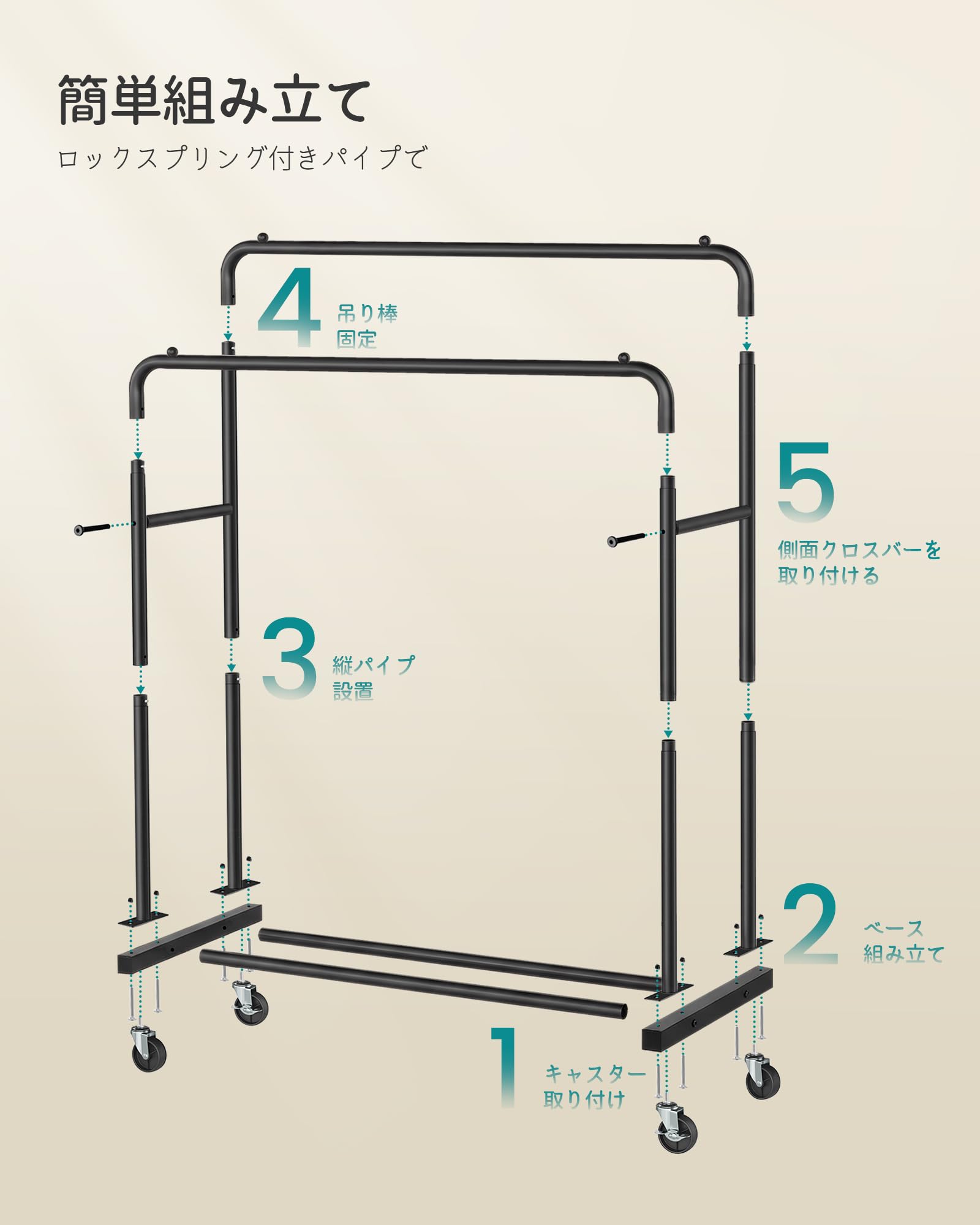 SONGMICS ハンガーラック 大容量スチール洋服掛けラック 幅175cm Amazon｜SONGMICS ハンガーラック 頑丈なスチール製 2段 大容量 パイプ