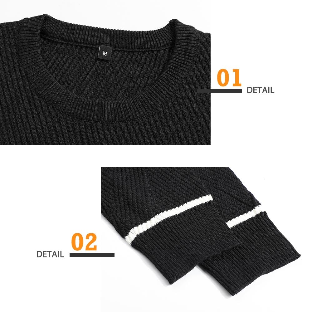 Genfien Maglione Uomo Invernali Maglia Girocollo Knit Crew Maglia Maglione Pullover a Manica Lunga Invernale Tenere Caldo