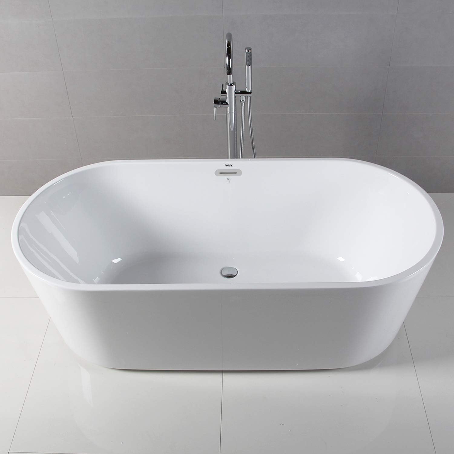 Flash Deals - 40% OFF FerdY Shangri-La 67 Acrylic Freestanding Bathtub, Classic Oval Shape Freestanding Soaking Acrylic Bathtub, Modern White, cUPC Certified, Chrome Drain and Classic Slotted Overflow One-Day Sale: Up to 50% Off FerdY Shangri-La 67 Acrylic Freestanding Bathtub, Classic Oval Shape Freestanding Soaking Acrylic Bathtub, Modern White, cUPC Certified, Chrome Drain and Classic Slotted Overflow