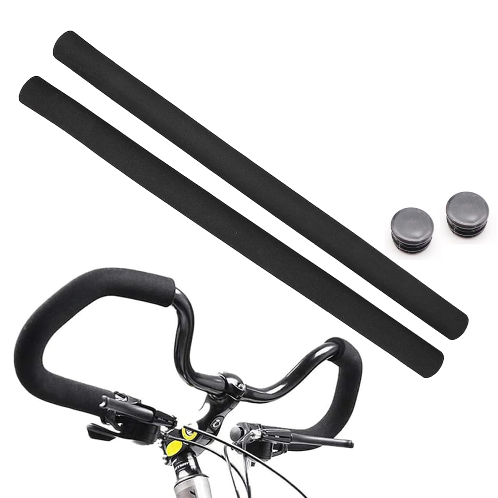 1 Paar Fahrrad Lenkergriffe, Fahrradrohr Schwamm Schaumstoff weiche Lenker Griffe Abdeckung Stecker Fahrradzubehör, Überzug Fahrradgriffe, 50x2.22x3cm, Schwarz Sport & Freizeit
