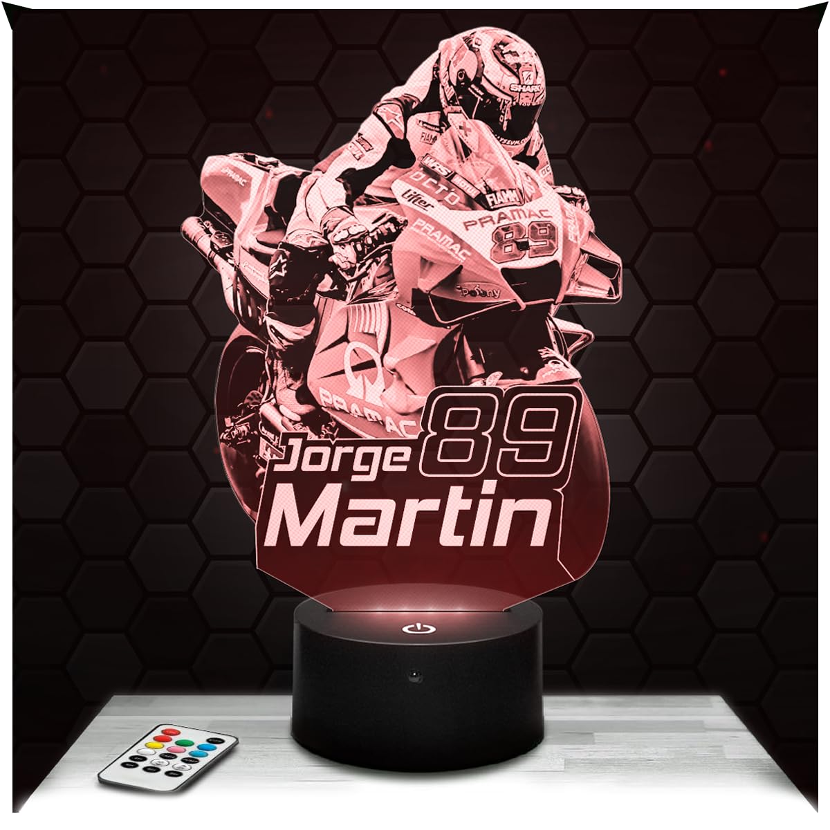 Lampephoto.fr - Moto GP - Jorge Martin 3D Lamp, Night Light 3D LED Illusion Lamp, Gift idea for Men Motorcycle, Gifts Merchandise for Boys and Girls, Children's or Adult Bedroom Night Light TOP — image 1