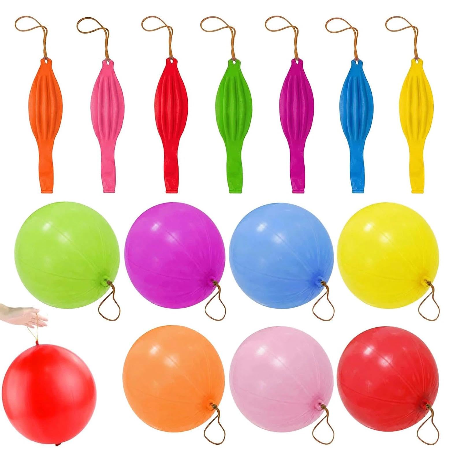 Dinghaole 30 Pcs Punch Balloons, Thick And Strong Balloons, Self-Inflating Balloon For Festive Occasions, Large Punch Balloon Set With Elastic Handles, Assorted Colours For Celebrations And Events