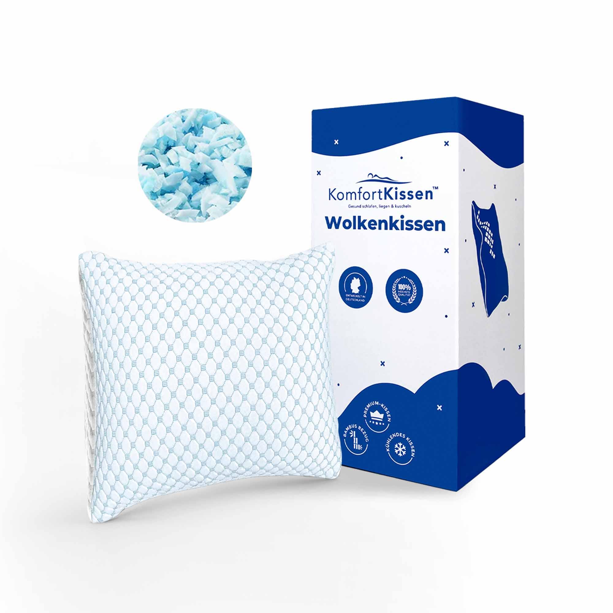 MKS Almohada para dormir de 50 x 70 cm con espuma viscoelástica y gel – Almohada con soporte ergonómico para el cuello – para adultos, dormir de espalda y de lado – Refrescante, higiénica, cómoda
