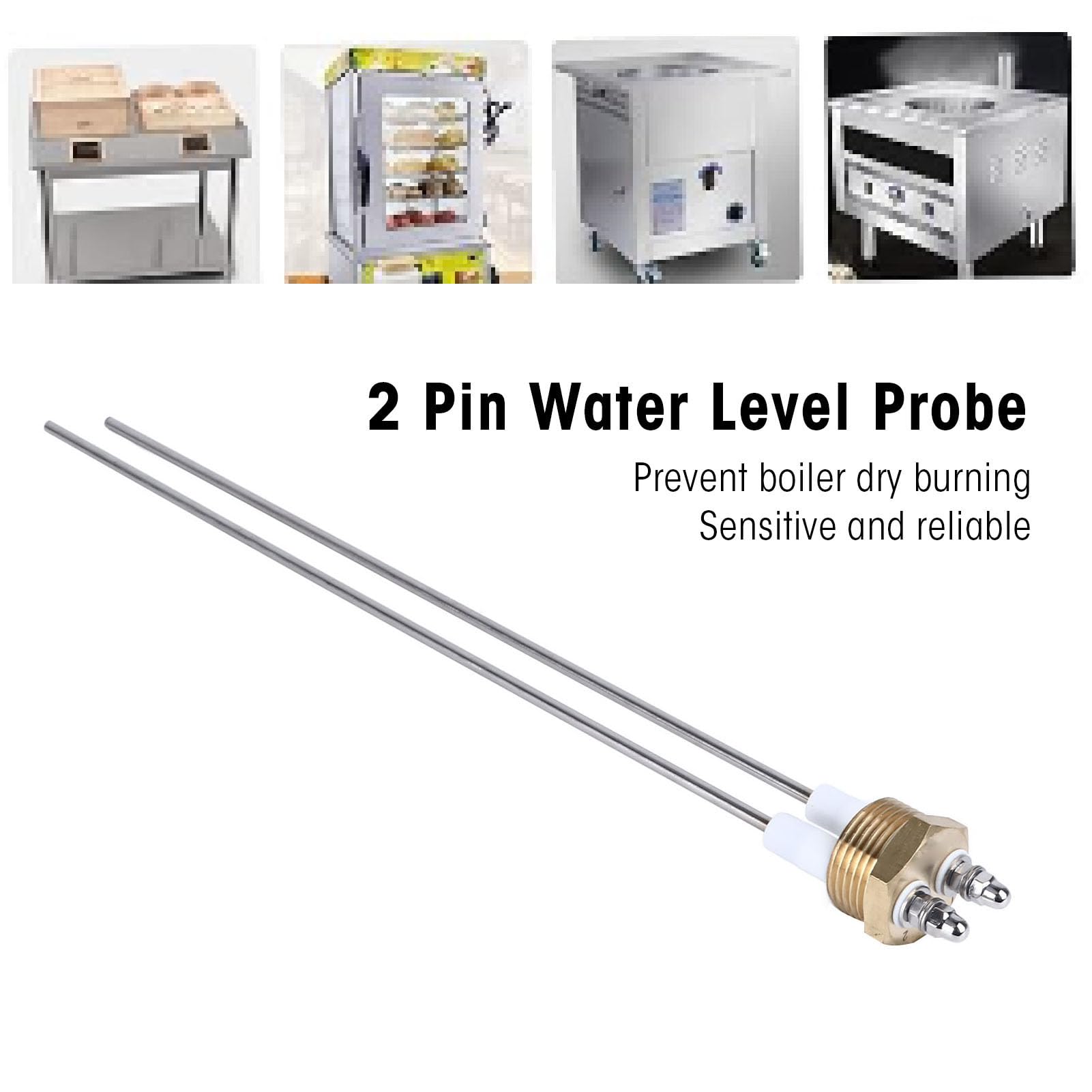 Lybunair Water Level Electrode Probe, 2 Pin PTFE Insulation Brass Stainless Steel Boiler Liquid Level Probe