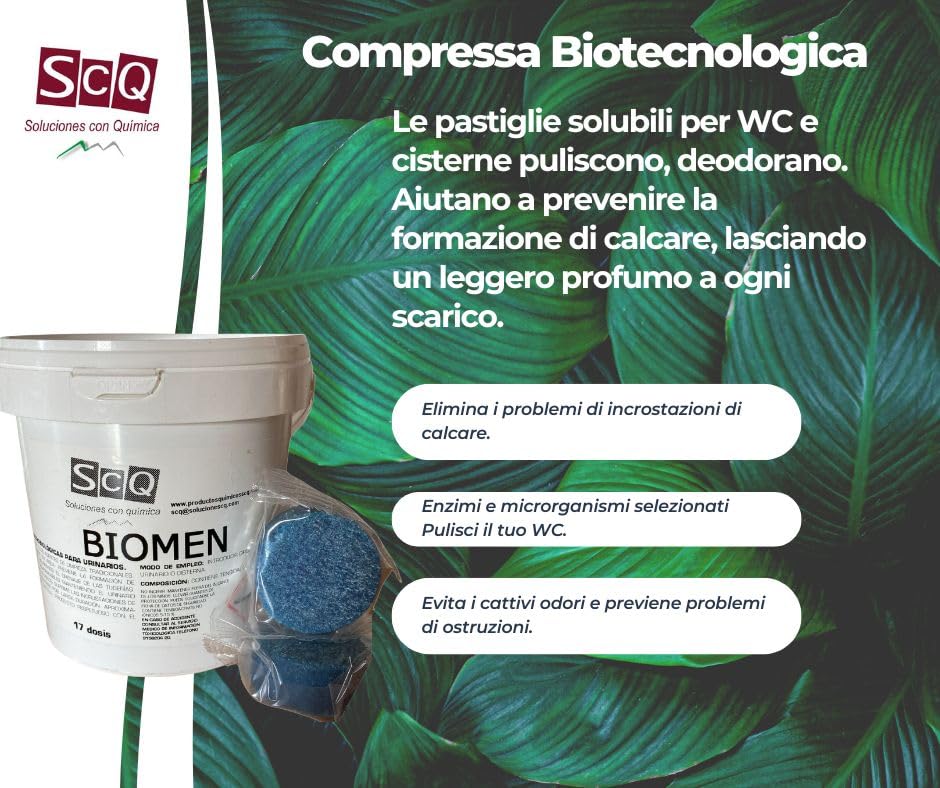 Compresse detergenti biologiche per cisterne, orinatoi e WC – eliminano i cattivi odori | prevengono gli intasamenti delle tubature | mantengono il WC pulito e libero da calcare e incrostazioni