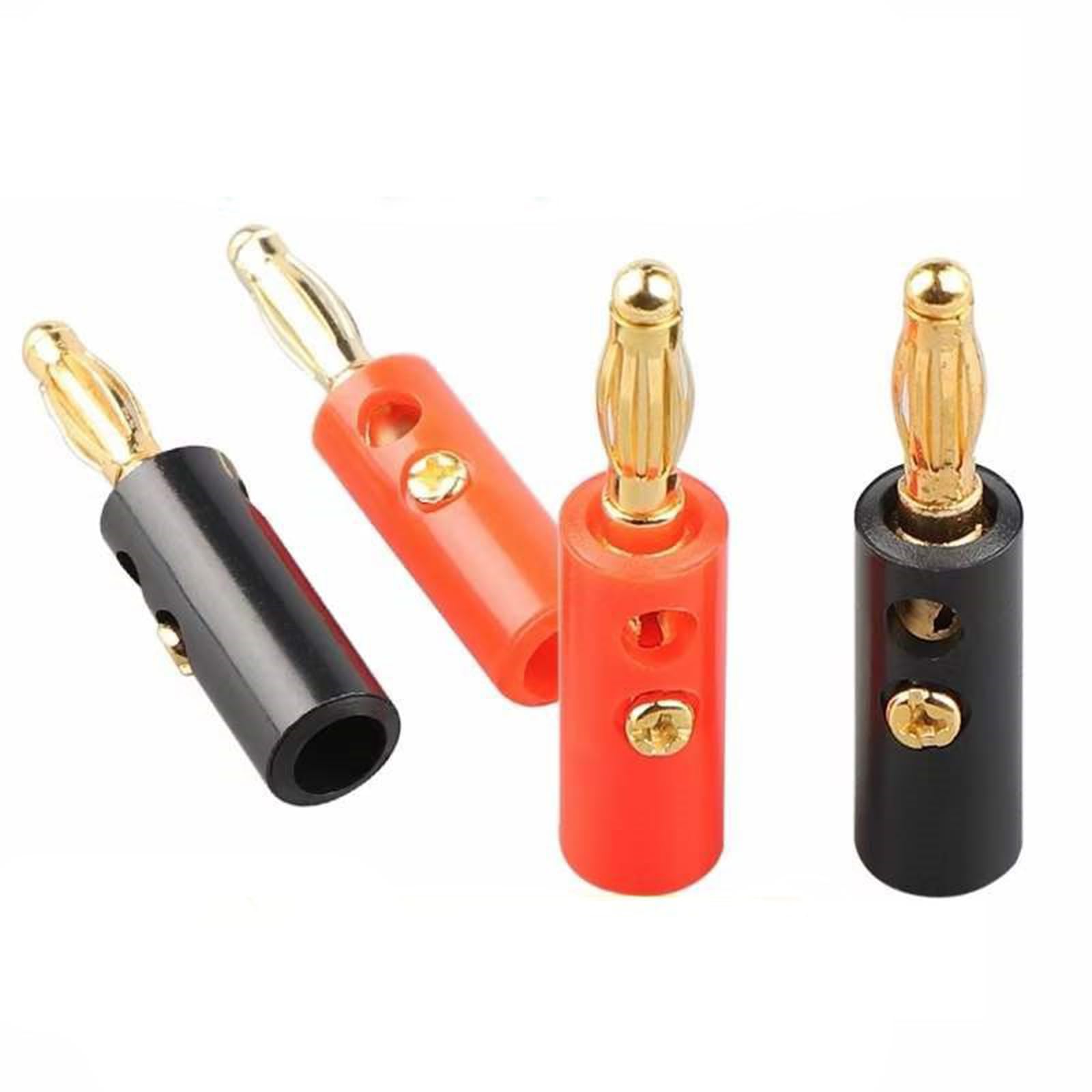 Lot de 10 fiches bananes de 4 mm - Noir et rouge - Connecteurs pour haut-parleurs audio, amplificateur