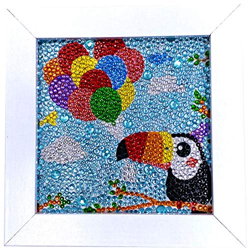 Parnarzar Easy 3D Diamond Painting Kit For Kids, Full Drill Painting By Number Kits With Wooden Frame - Woodpecker 6X6Inches #TOP5