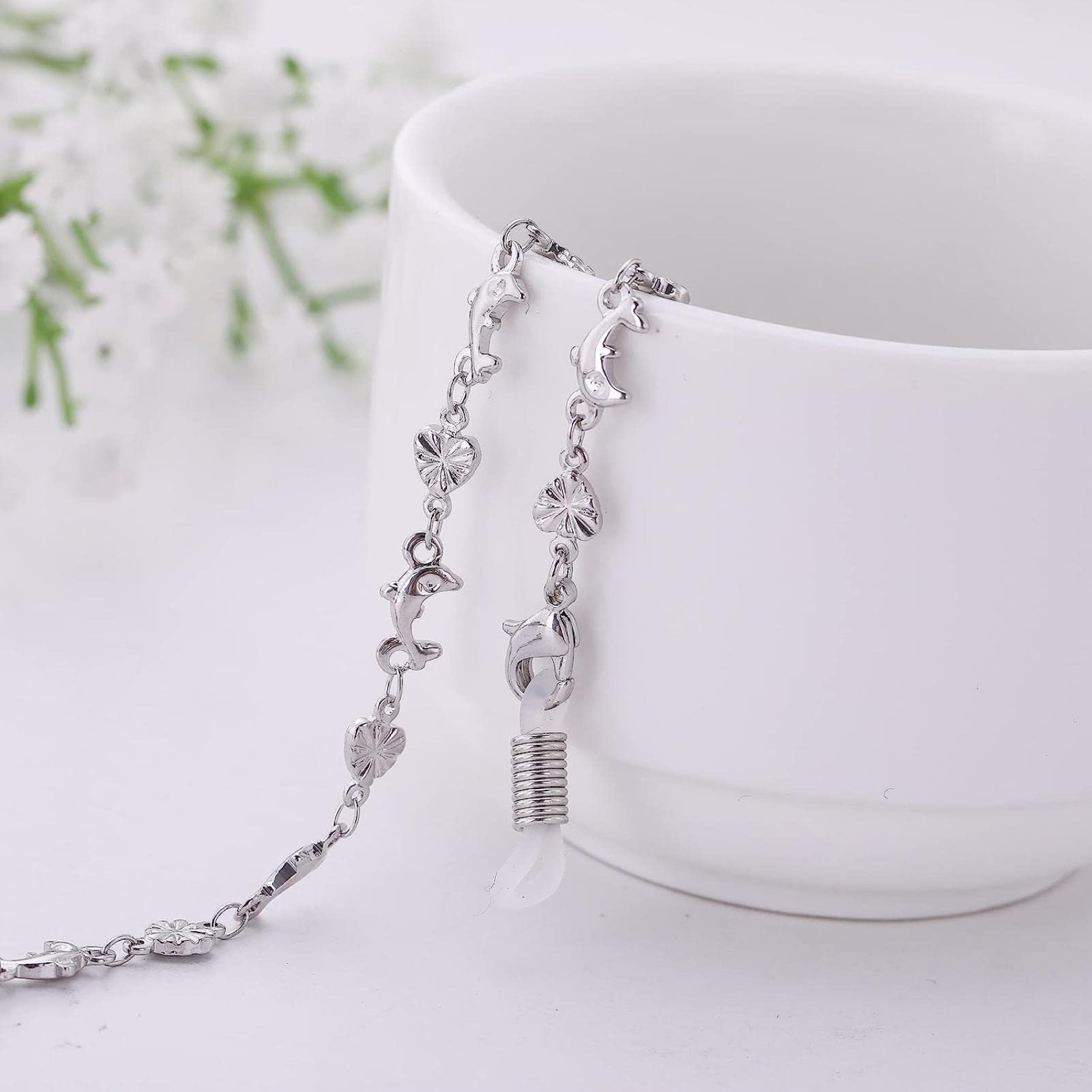 REVAHI Kupfer-Brillenkette mit Dekorationsbändern, Brillenbändern, Brillen, Sonnenbrillen, Kordel für Damen und Mädchen
