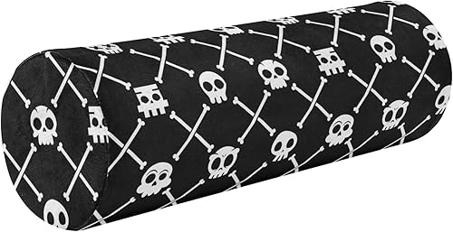 Cute Skulls Bones Bolster Pillow for Legs Firm Bed Neck Roll Pillow 17 Inch Round Pillow Insert Cervical Pillow for Neck Pain Cylinder