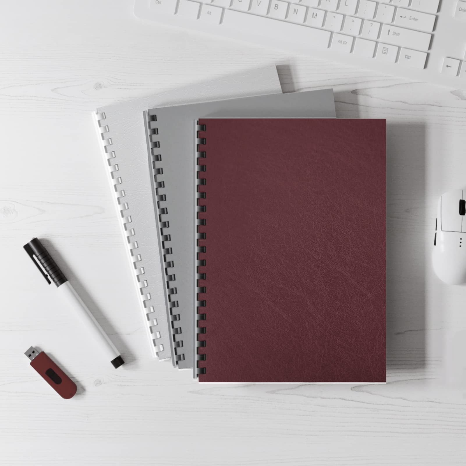 Binditek 100 Pack Heavy Duty Presentation Covers - Letter Size Leather Texture Binding Covers