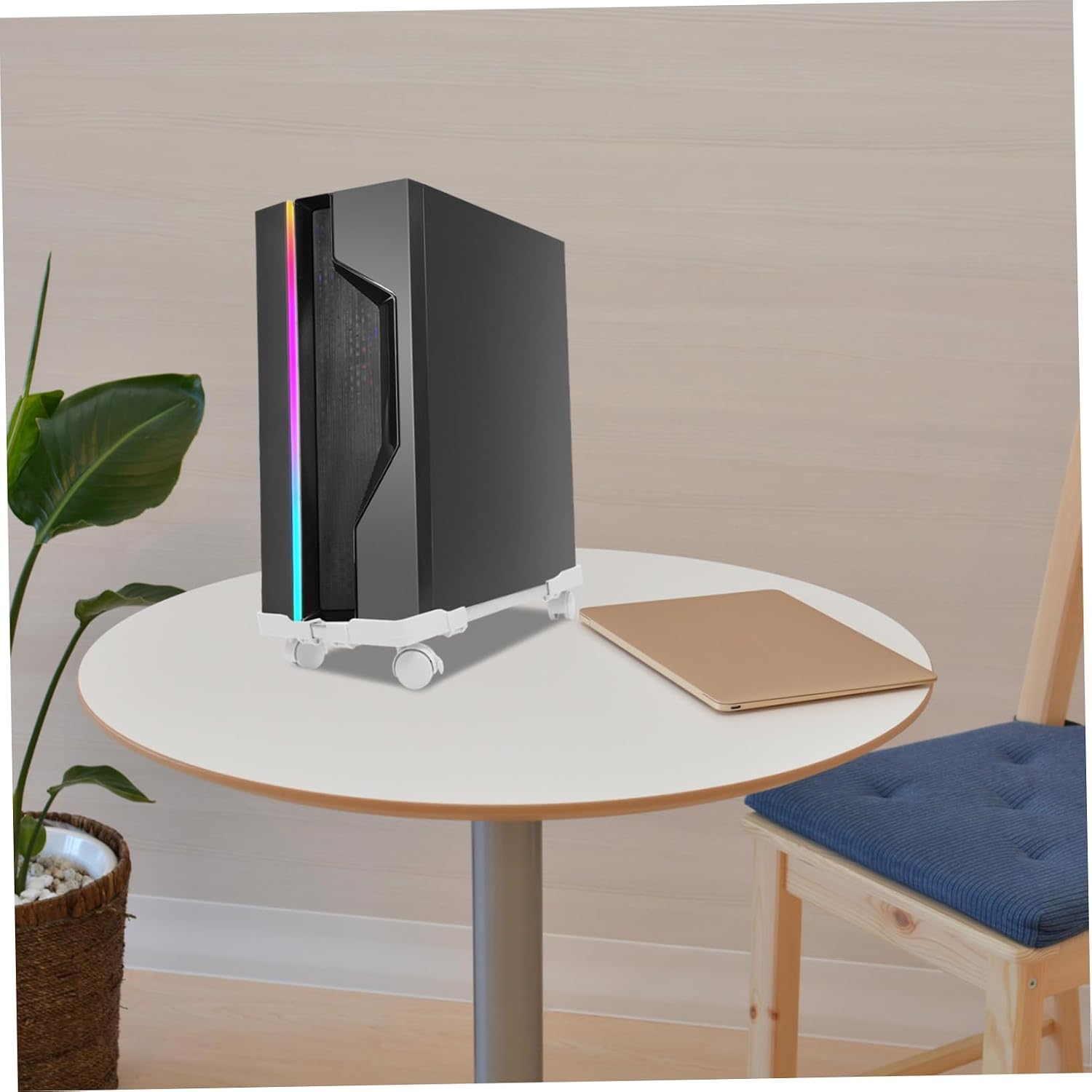 Movable CPU Tower Stand with Wheels Computer Holder for Under Desk Use Simple Design with Sturdy Support and Home and Office Desks