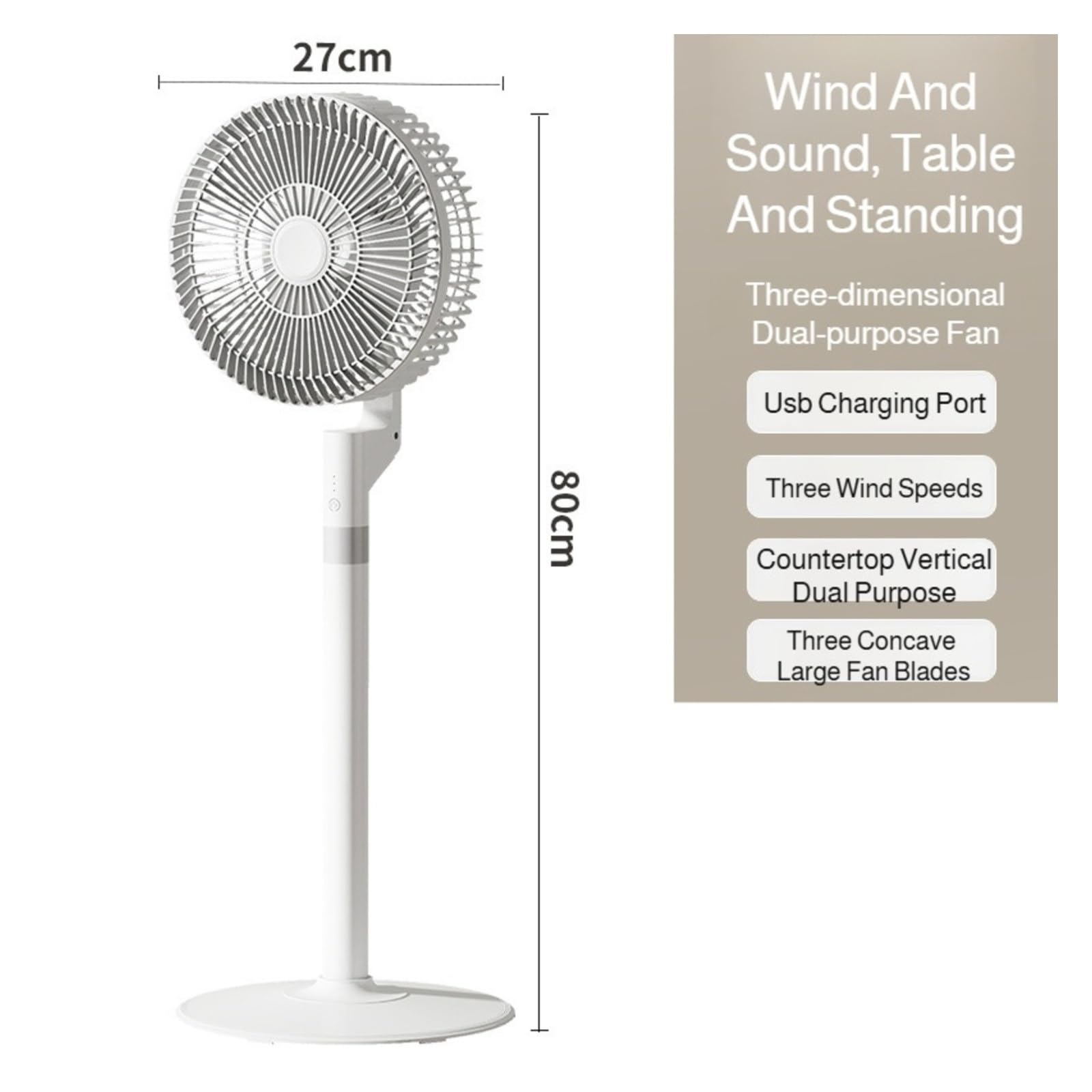 Ventiladores de piso, Ventilador de circulación de aire para el hogar, escritorio, silencioso, eléctrico, suelo de alto viento, portátil, potente, ahorro de energía, casa de alquiler(White)