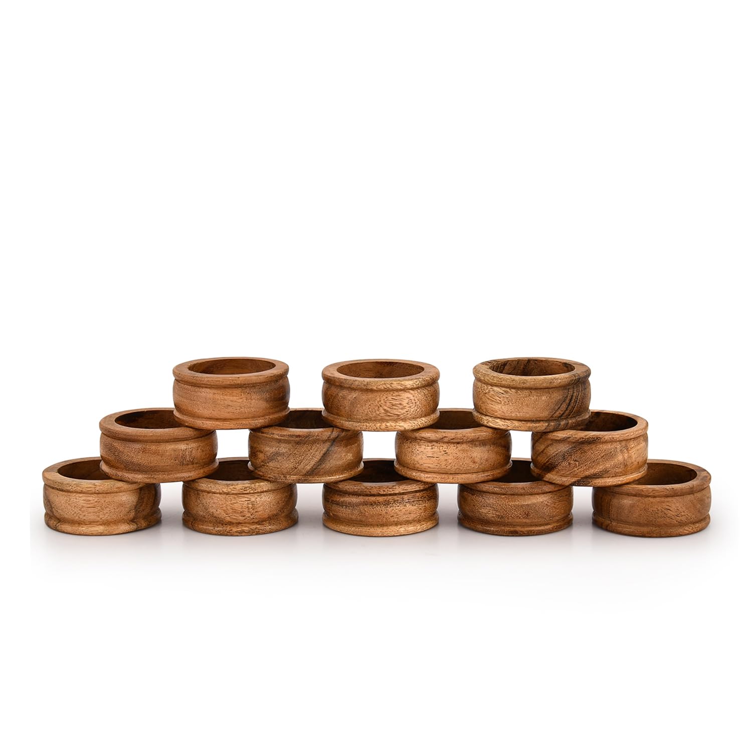Indus Lifespace Napkin Rings Acacia Wood Set of 12 for Dinner Table Decoration | Napkin Ring for Home and Kitchen Décor Festive Party Gift Farmhouse for Table