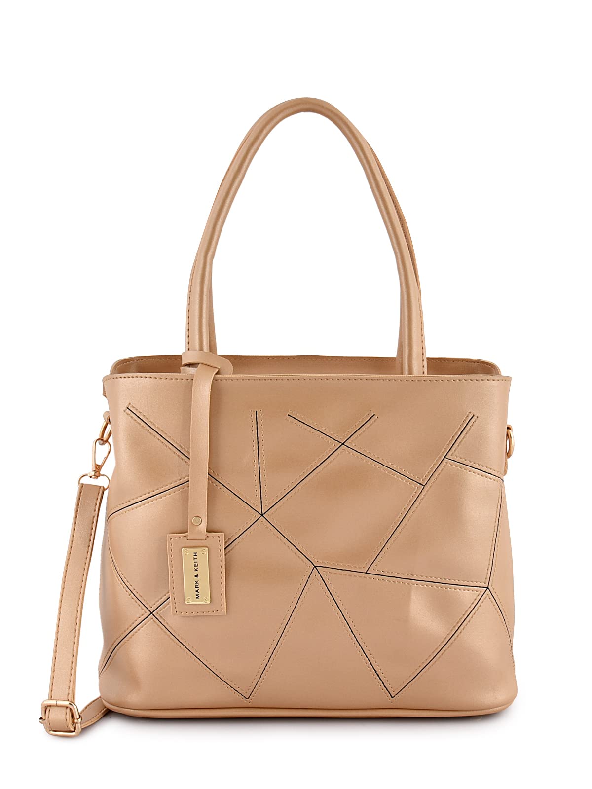 MARK & KEITH Classy Geometric Print Top Handle Big Tote Bag with Zip Closure For Women & Girls | Detachable & Adjustable Sling Strap | Shoulder Bag_Golden (B0B8DGXMY7) Amazon Price History, Amazon Price Tracker