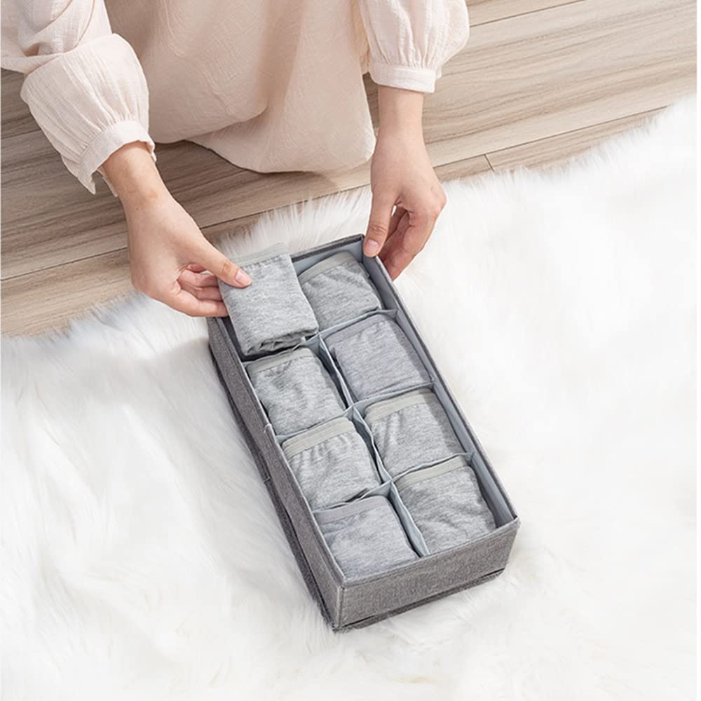 Aufbewahrungsboxen, 2 Stück, Krawatten-Organizer, 8 Zellen, Unterwäsche, Höschen, Socken, Aufbewahrungsbox für Kleidung, Socken, Krawatten (Farbe: Grau, Größe: Einheitsgröße) (Khaki,