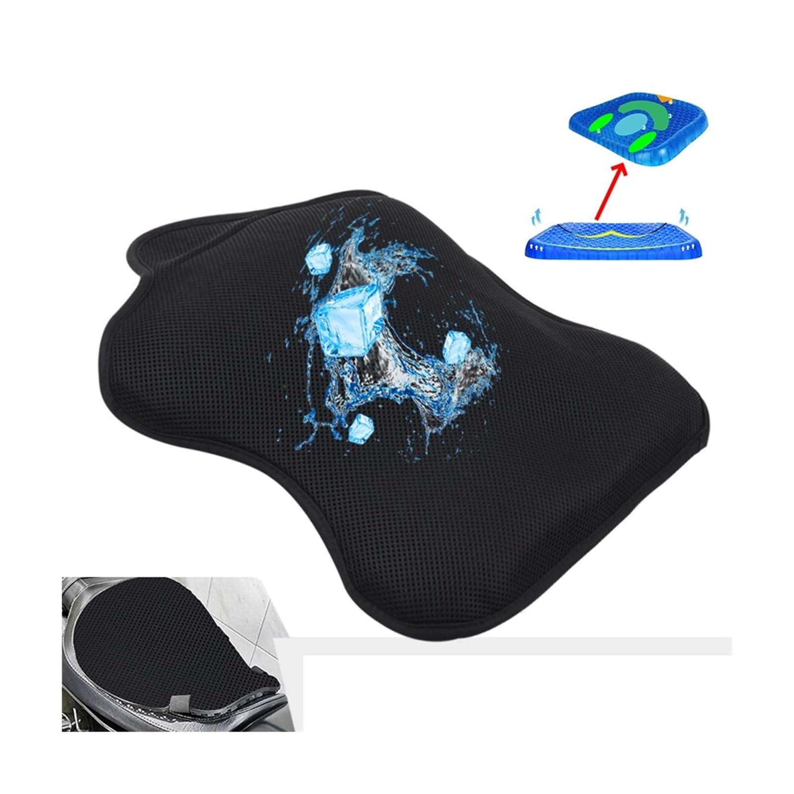 Coussin De Siège En Gel Pour Piaggio MP3 400/500 - Anti-Chocs, Respirant, 28x21 Cm, Installation Facile