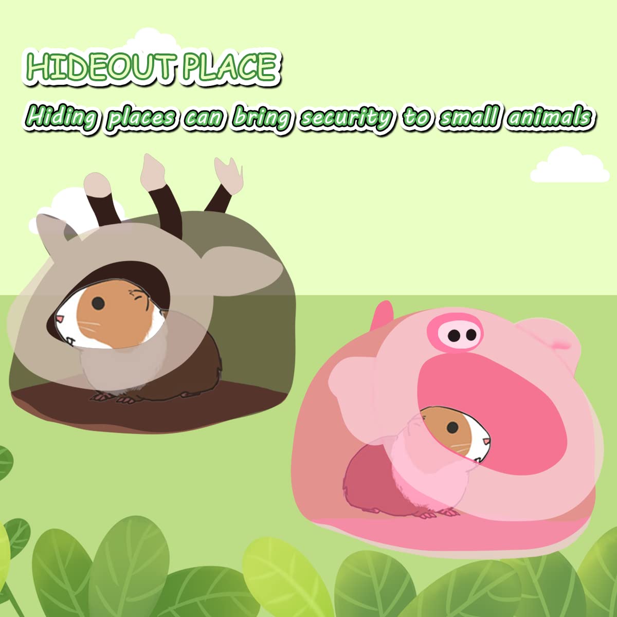 LEFTSTARER Jaula de conejillo de indias Cama de animales pequeños accesorios de casa, conejillo de indias juguetes casa nido hámster suministros hábitat huron rata
