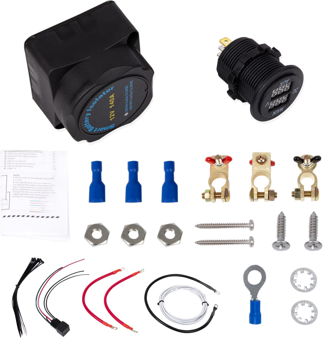 Dual Battery Isolator & LED Digital Voltage Display Monitor