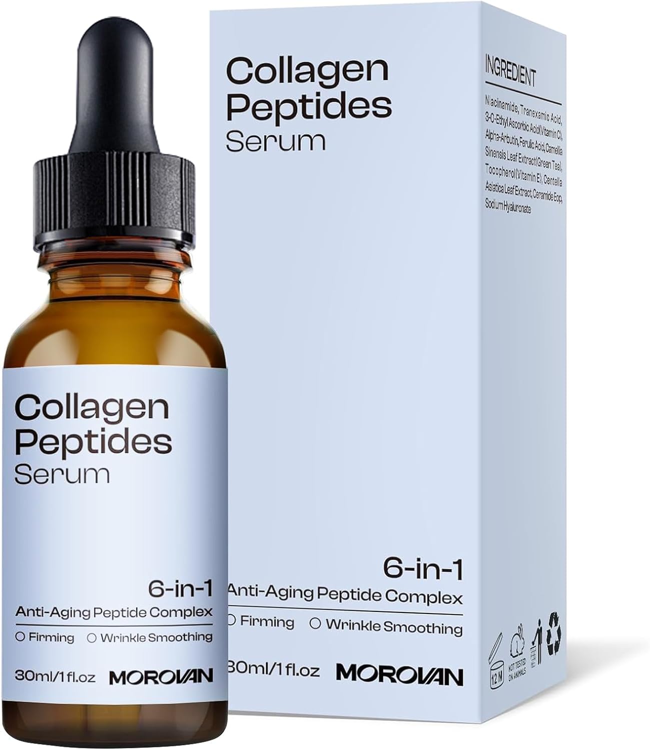 Morovan Collagen Peptide Serum for Face: 30ml Anti-Aging Facial Serum for Wrinkles Fine Lines Skin Firming Smoothing & Hydrating Morovan Collagen Peptide Serum for Face: 30ml Anti-Aging Facial Serum for Wrinkles Fine Lines Skin Firming Smoothing & Hydrating