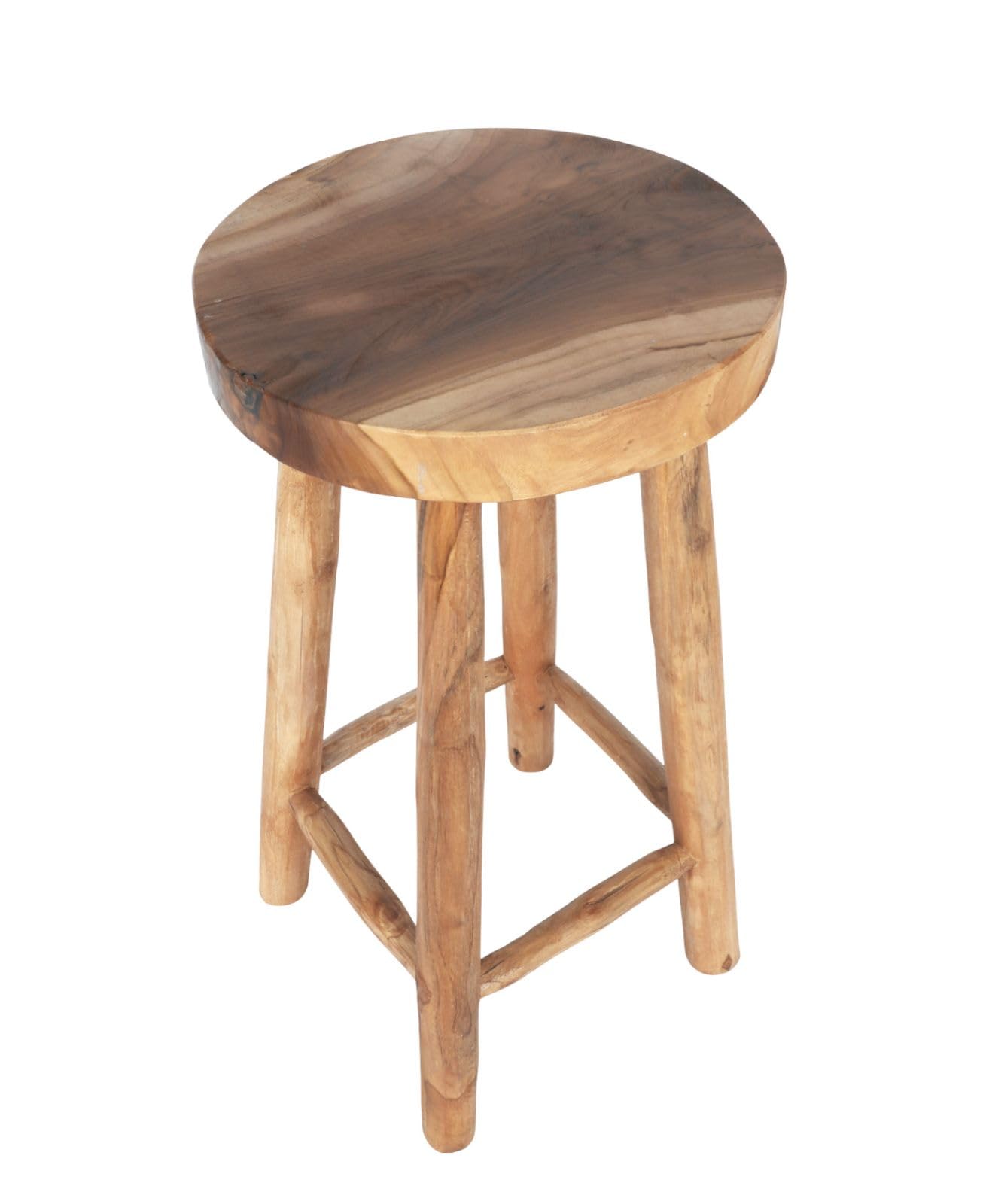 Barhocker Teakholz Holzhocker Tresenhocker Küchenhocker Kansas Massivholz | BURI Bistrohocker aus massivem Teakholz mit natürlicher Holzoptik für Küche, Bar und langlebigen Sitzkomfort im Wohnbereich