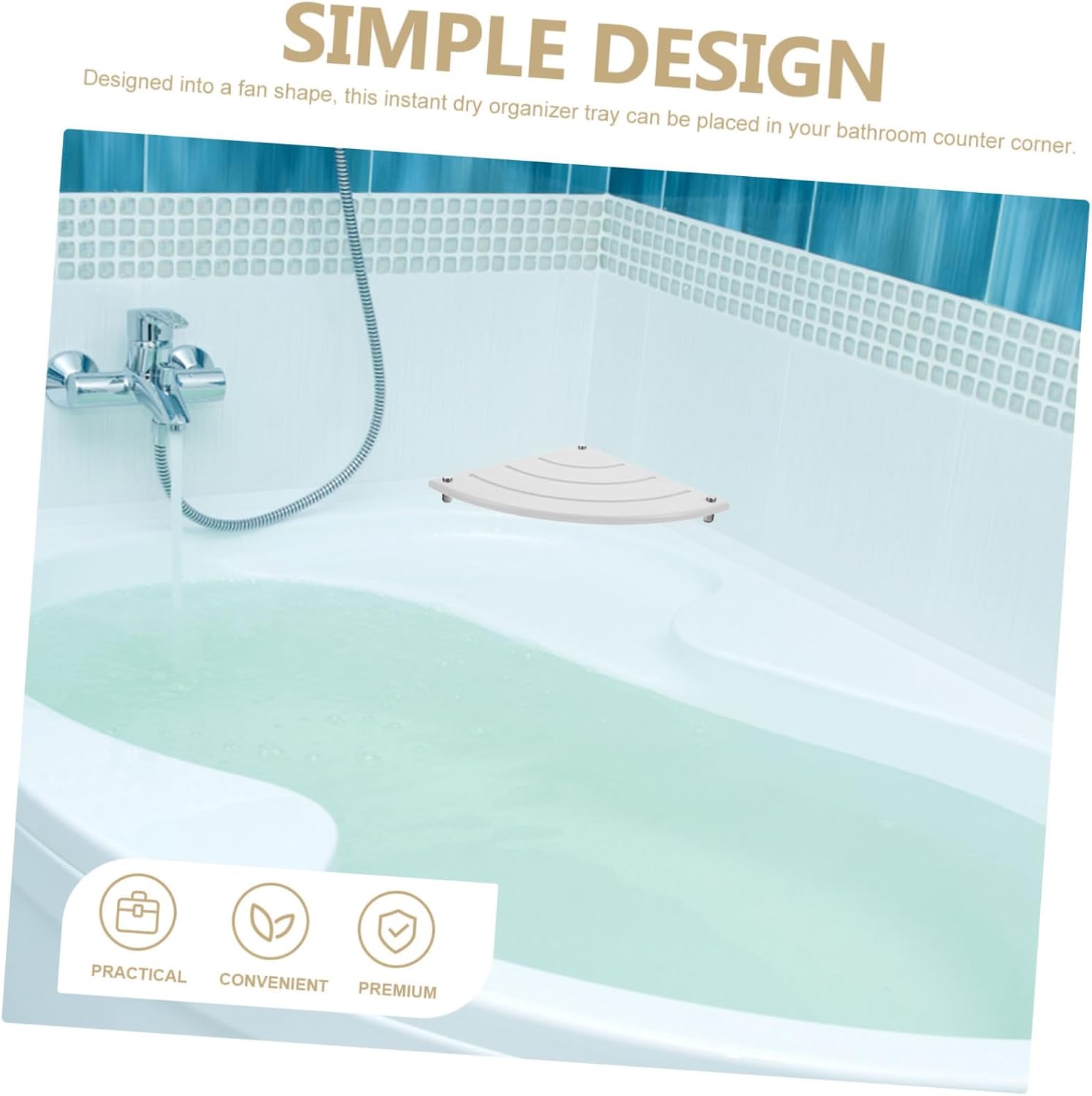 Cabilock Instant Dry Diatomite Cup Organizer for Bathroom Sink Absorbent Holder for Cups Toothpaste Soaps Versatile Design for Home Hotel Restaurant Use Fan-Shaped Mat
