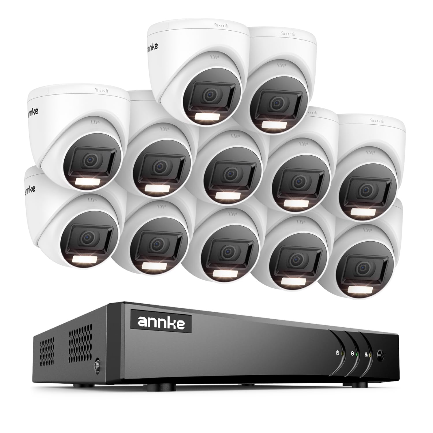 ANNKE 1080P Kit Videosorveglianza 16 Canali 3K Lite H.265+ DVR, 12 Telecamere con Visione Notturna a Colori, Rilevamento Persone/Veicoli, Allarme Email con Immagini, Accesso Remoto, Senza Disco Rigido