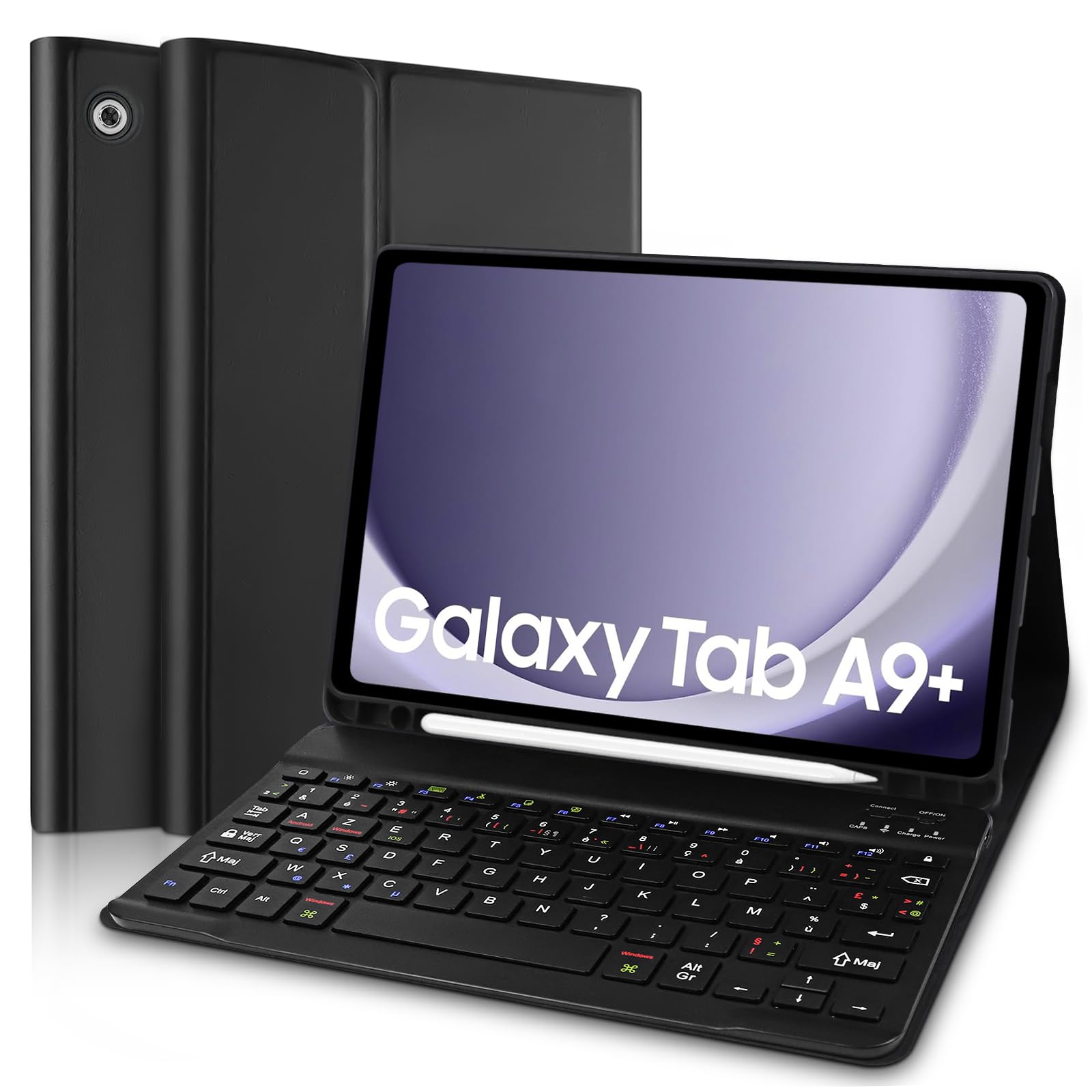 Clavier Tablette Samsung A9 Plus 2023 11 Pouces, Étui avec Clavier pour Samsung Galaxy A9+ (SM-X210/ X215/ X216), Français AZERTY Tablette Connecté par Bluetooth (Stylet Non Inclus)