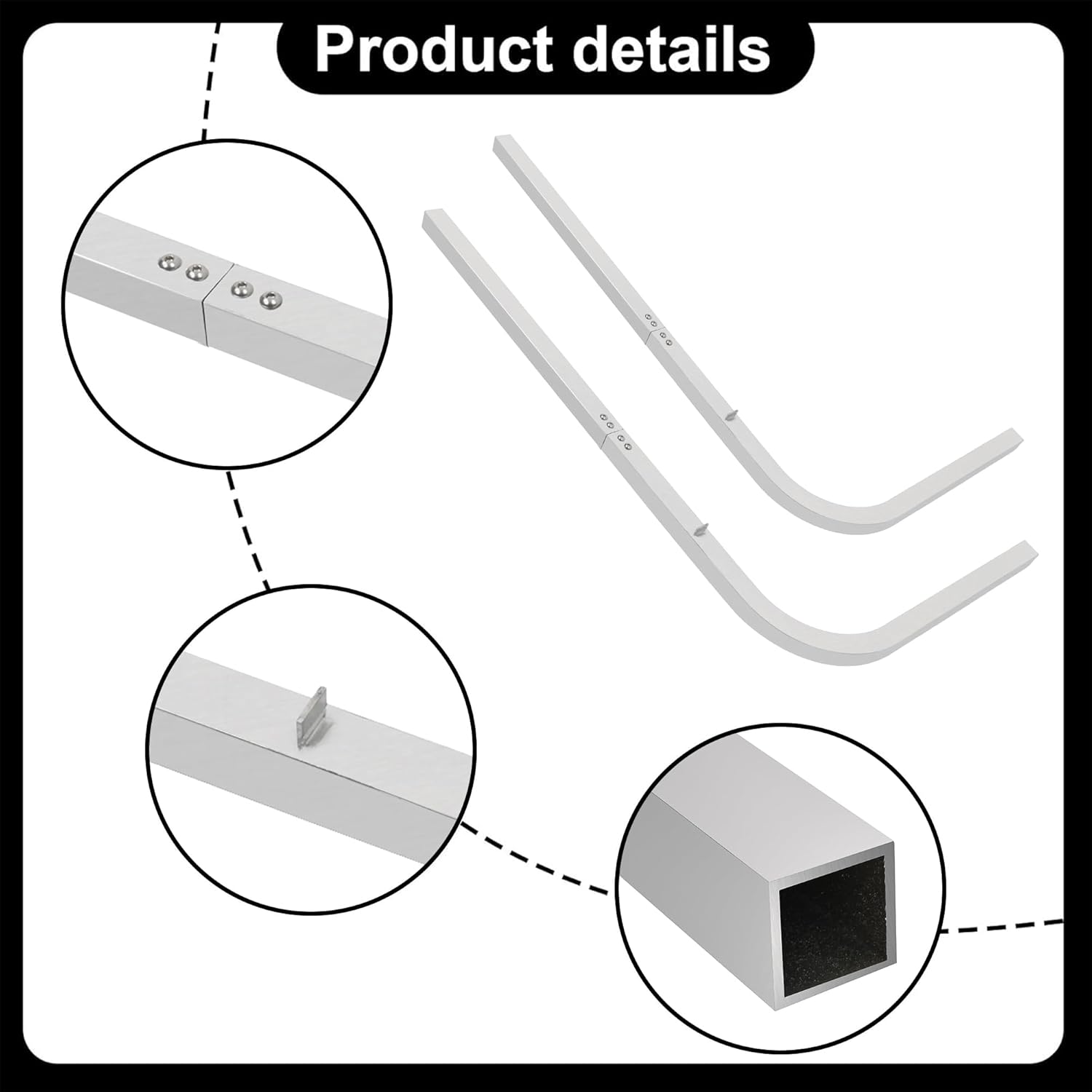 HECASA 2PCS Aluminum Boat Trailer Guide On Poles 1-1/2" Square | 1/8" Thick in Pair