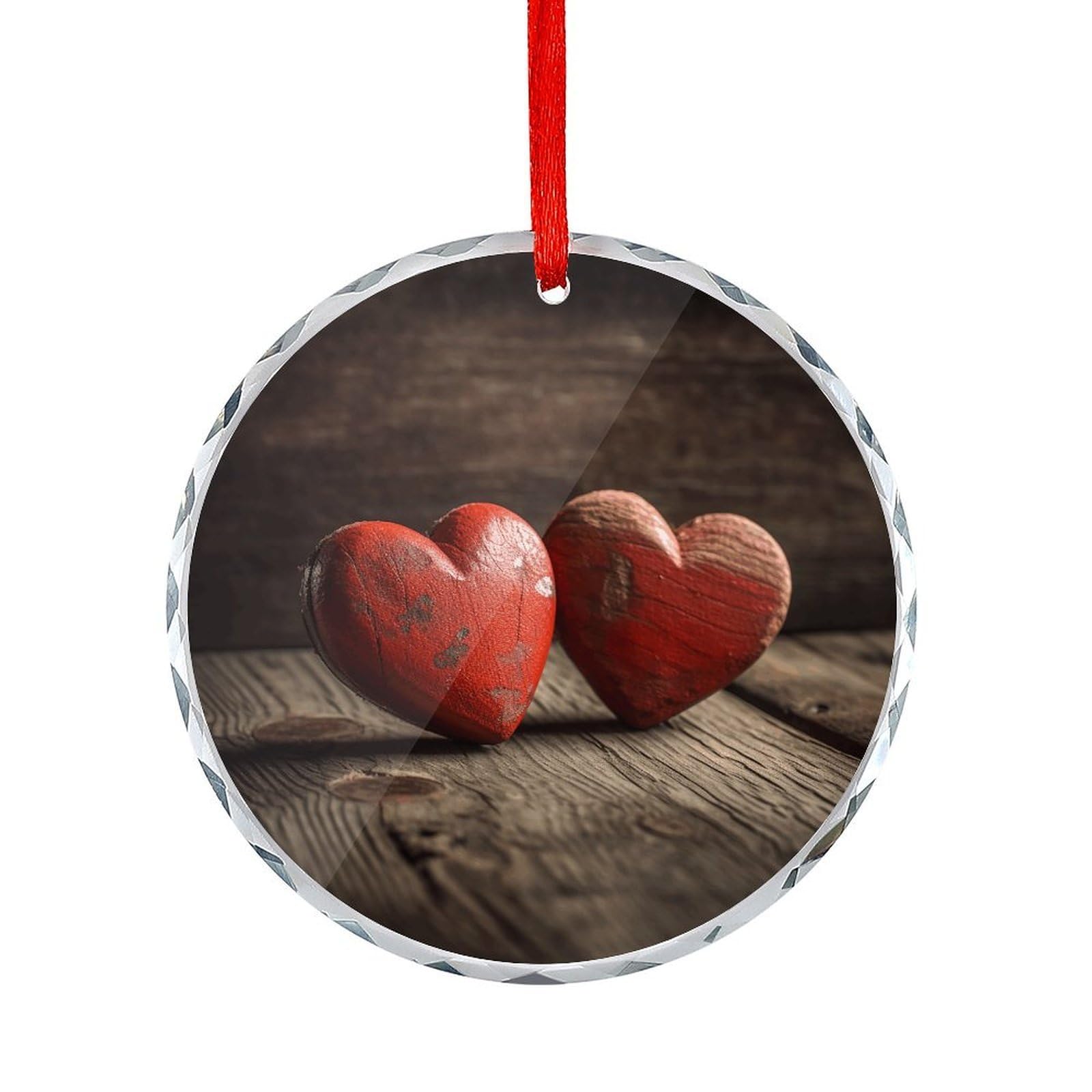 Btcowzrv Style Hand Drawn Heart Pattern Round Ornament Hanging Pendant Decor