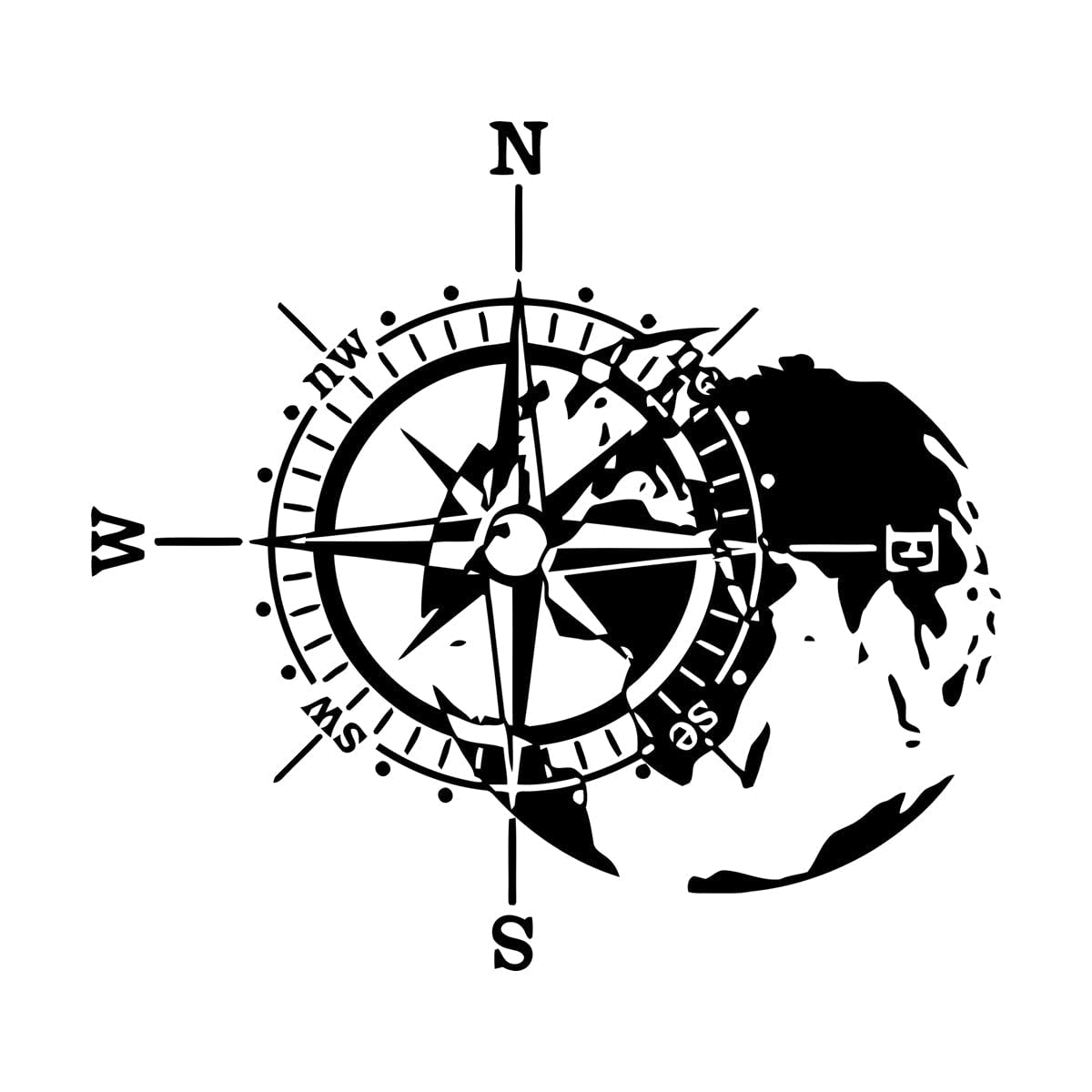 Lzhouting Wall Stickers 2885 Camper Rv World Map Compass Car Truck Sticker Decal Explore Adventure Time Travel Kid Room Adventure Travel Offroad Extra Large - 90X85cm