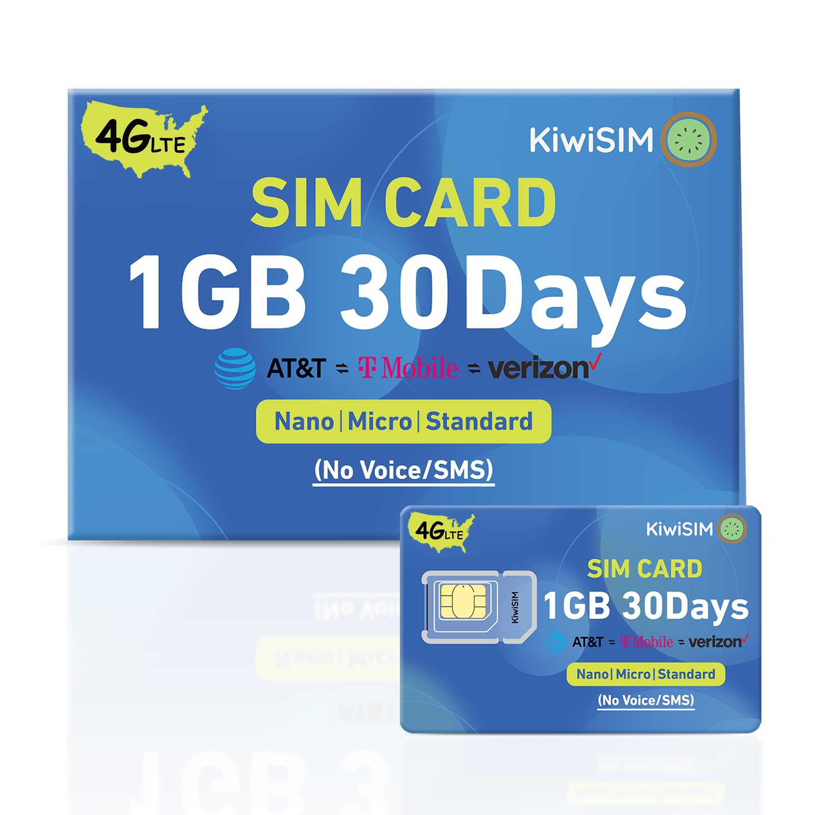 4G SIM Card 1GB 30Days, USA Nationwide Network Support for AT&T, T-Mobile and Verizon, Data SIM Card for Unlocked Security Camera/Router/Hotspot WiFI/GPS Tracker, No SSN Check(Activate Needed)