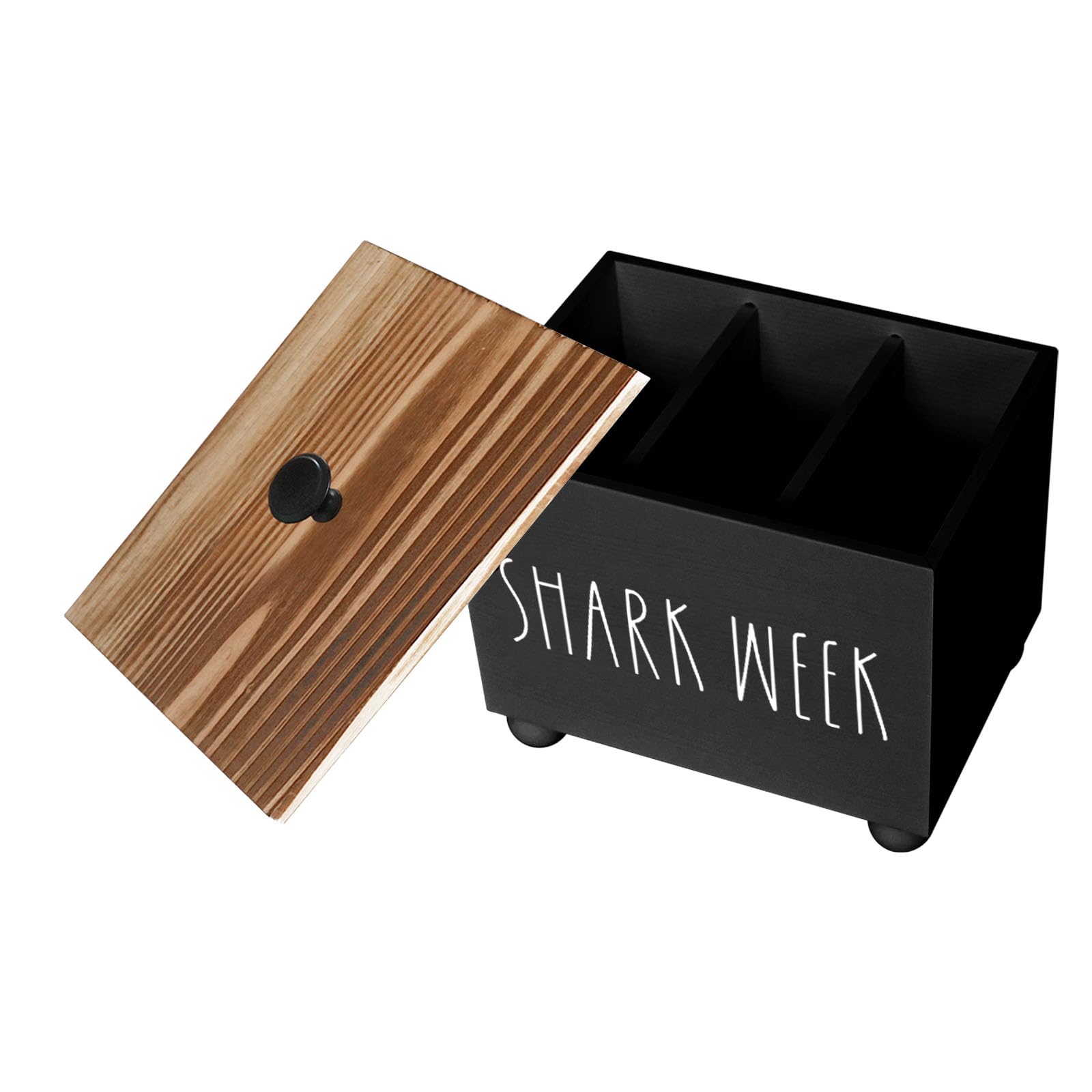 Tampon Holder for Bathroom, Farmhouse Pad Storage Container, Rustic Wood Bathroom Storage Bin with Lid, Period Organizer for Women, Feminine Products Caddy, Bathroom Accessories Decor Box (Black)