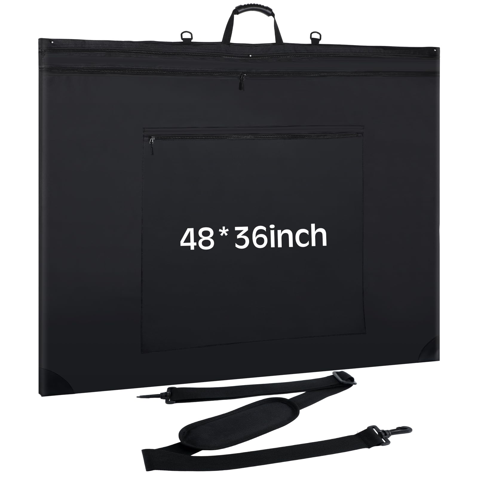 Photo 1 of Huhumy 48 x 36'' Extra Large Artist Portfolio Case with Shoulder, Waterproof Leather Corners Black Art Portfolio Bag for Drawing Sketching Poster Artwork Drawing Canvas Photography Poster