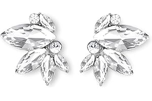 Women's Rhinestone Stud Earrings Dainty Small Crystal Cluster for Wedding Prom