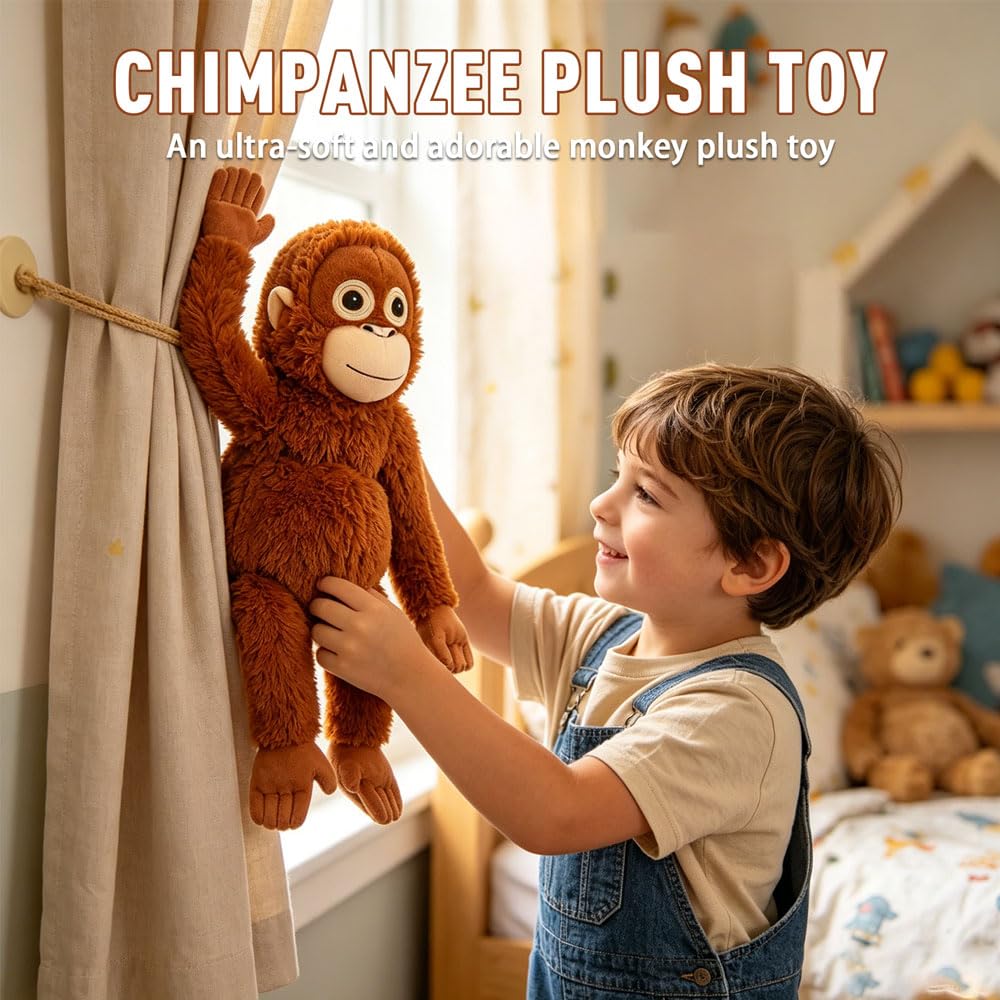 Punch Monkey Peluche, Peluche de orangután Grande de 66 cm, Manos MagnéTicas Mono de Peluche, Lavable y Seguro para niños,Peluche de Apoyo Emocional para Niños y Adultos