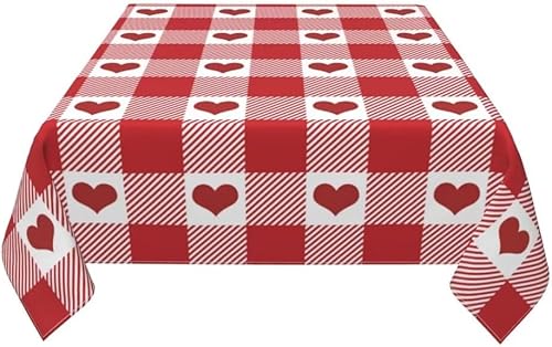 Vista 46 de AEIOAE Mantel cuadrado para el día de San Valentín de 60 x 60 pulgadas, mantel de corazones de amor, mantel de San Valentín, tela de poliéster