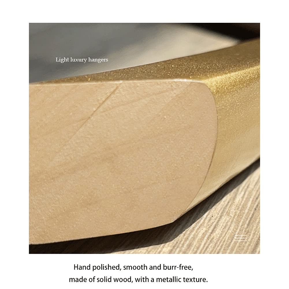 Percha de Madera Maciza estándar, Color Dorado, Perchero Estable para Pantalones, Adecuada para tendedero de Ropa Infantil (A)