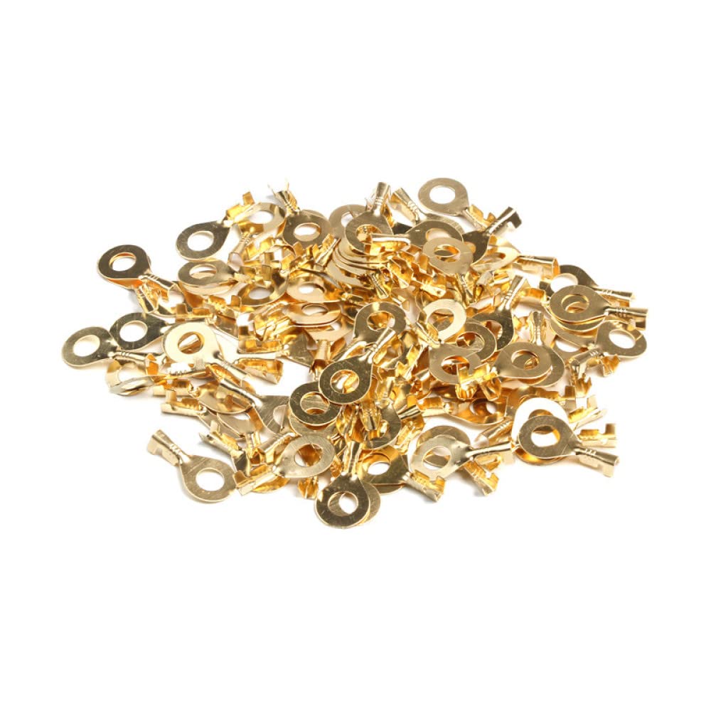 100 Pieces Ring Terminal, Brass Wire Terminals Connector Electrical Cable Lugs Terminals for Car, Automatic Equipment and Batteries - M6 (6.2mm)