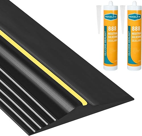 Tira de sellado universal de 16.5 pies para parte inferior de puerta de garaje con gel adhesivo de 20 oz, reemplazo de sellado de clima para Negro