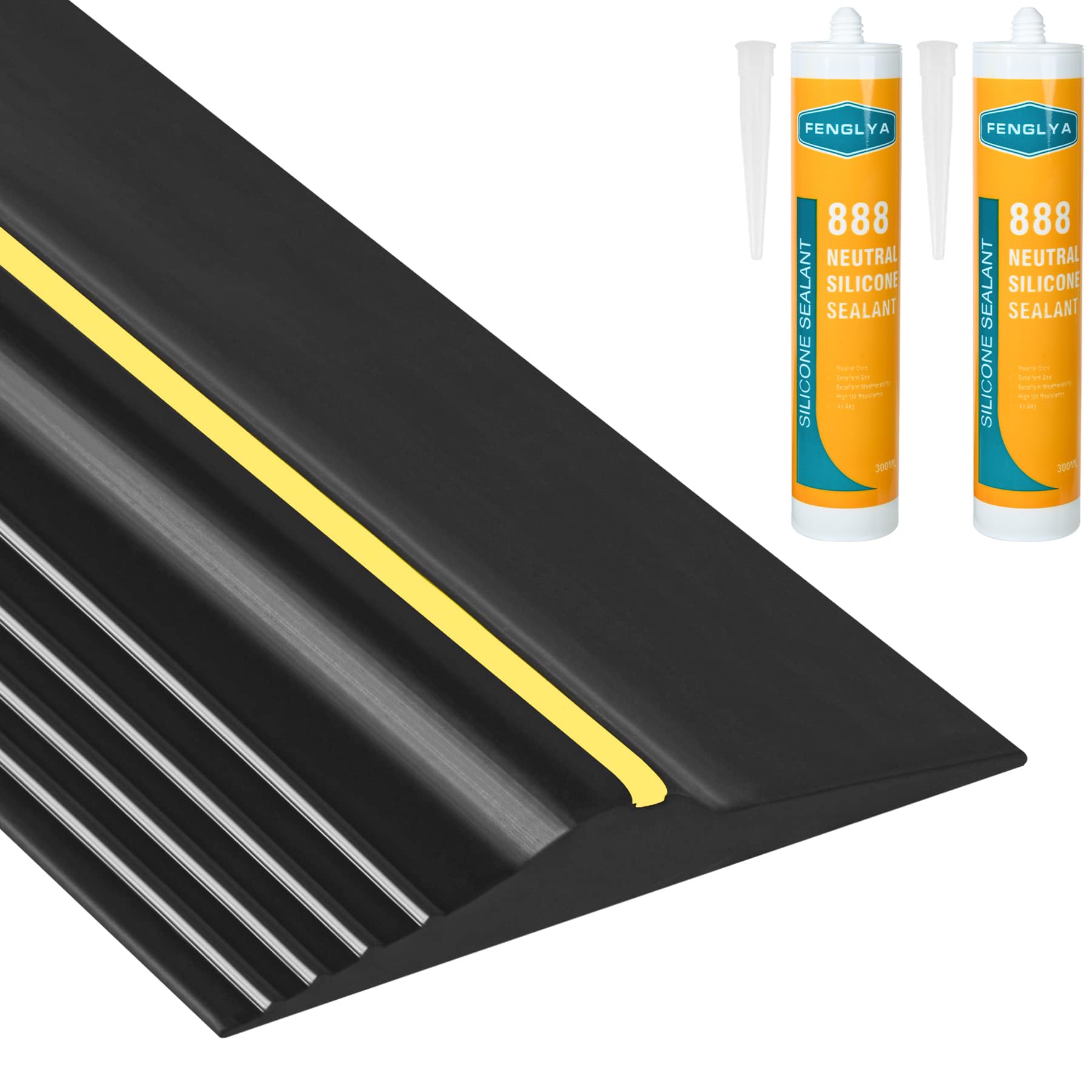 Photo 1 of 16.5Ft Universal Garage Door Bottom Threshold Seal Strip with 20oz Glue Gel, Weatherproof Rubber DIY Weather Stripping Replacement - Black
