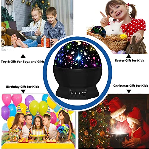 Projecteur D'étoiles LED Veilleuses pour Enfants 1-10, Pprojecteur Étoile Rotatif à 360°, 8 Couleurs 3 Modes D'éclairage pour Chambre Enfant LED Lampe Décorative Cadeaux Aanniversaire Noël pour 2-9