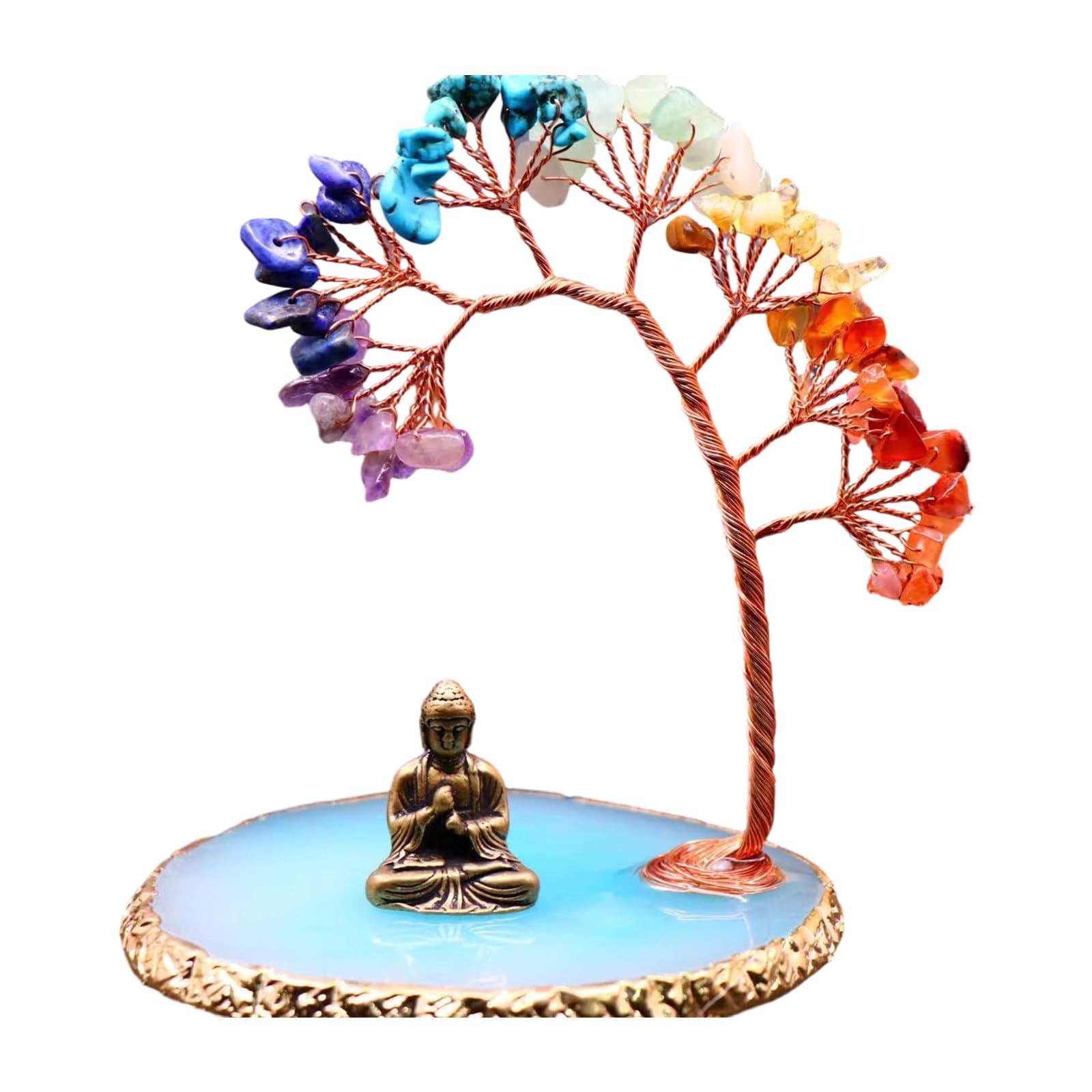 HDOYTXXM Money Tree Buddhas Statue and Crystal Feng Shui Ornament Yogas Meditations Decors Bring Wealth and Good Luck Money for Wealth and Luck