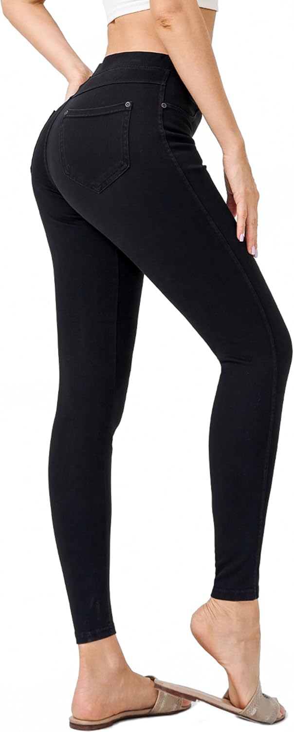 Women’s Denim Jeggings Stretch Pull-On Jegging Casual Pants with Pockets