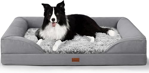 Gimars Cama ortopédica gruesa de espuma de huevo ultra suave para perros grandes, impermeables, de alto apoyo, con fácil limpieza, extraíble,