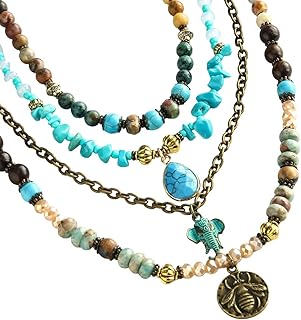 Boho Layered Necklaces for Women Trendy,Multi-layer Beaded Long Necklace...