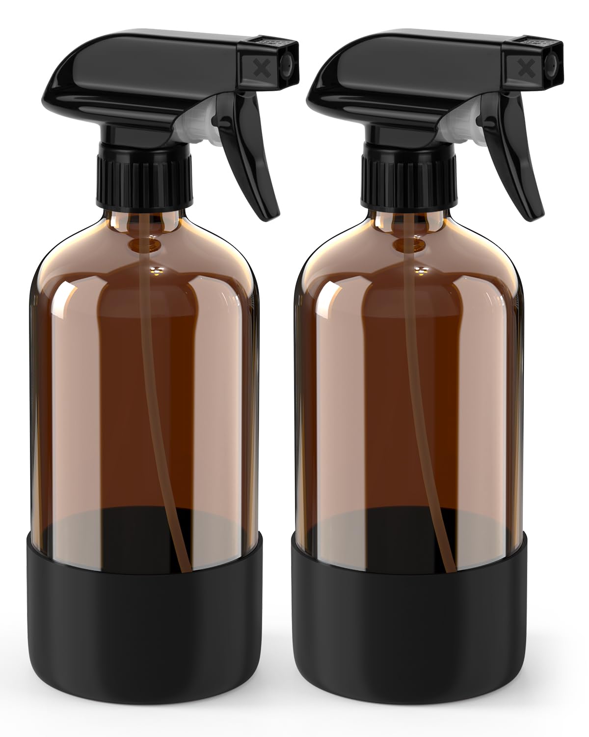 Glass Spray Bottle with Silicone Sleeve Protection Amber Glass Spray Bottle Set for Window Cleaner Aromatherapy Facial Hydration