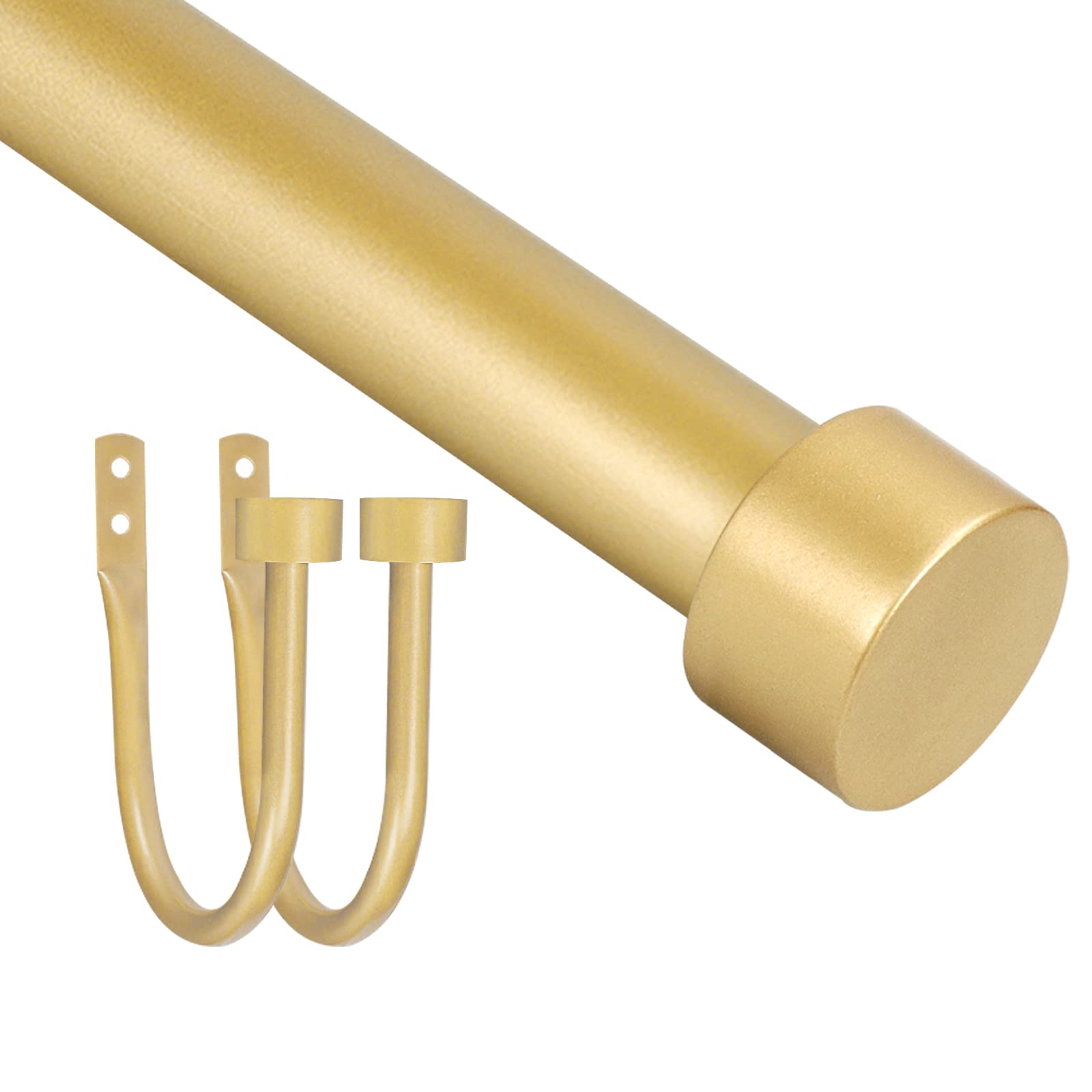 Gold Curtain Rod for Window 36-72?ÇÖ?ÇÖ(3-6ft), YNL Long Drapery Rods with 2PCS Curtain Holdbacks, Adjustable Heavy Duty Curtain Rod with Cap Finials, Gold Modern Curtain Rod