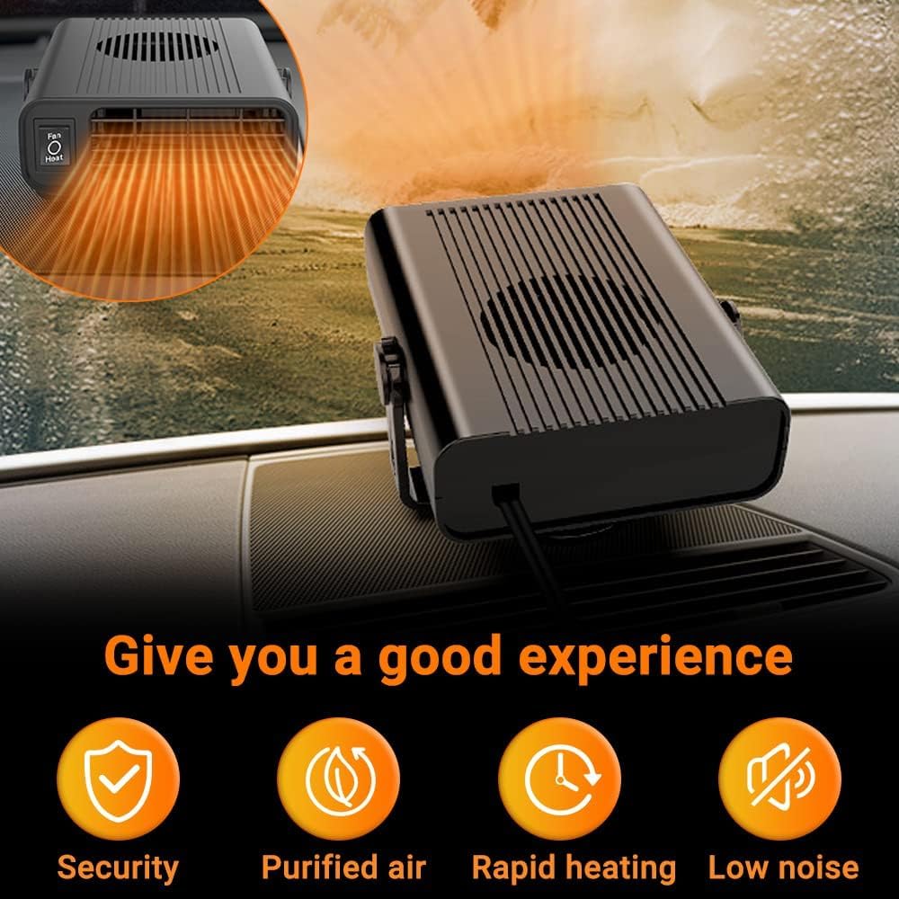 Chauffage de voiture 12V - Ventilateur chauffage de voiture portable d'hiver 150W anti-buée dégivreur chauffage automobile réchauffeur et dégivreur chauffage refroidissement avec